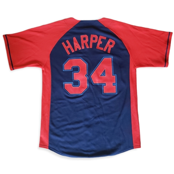 Bryce Harper Red and Blue Washington Nationals Jersey Genuine Merchandise MLB - Picture 2 of 7
